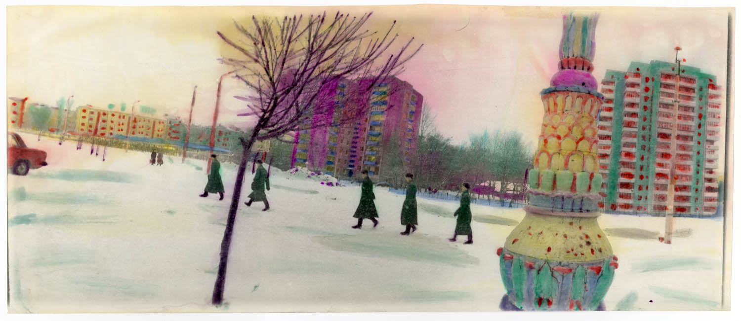 Cadets in winter near the “Pioneer” stadium