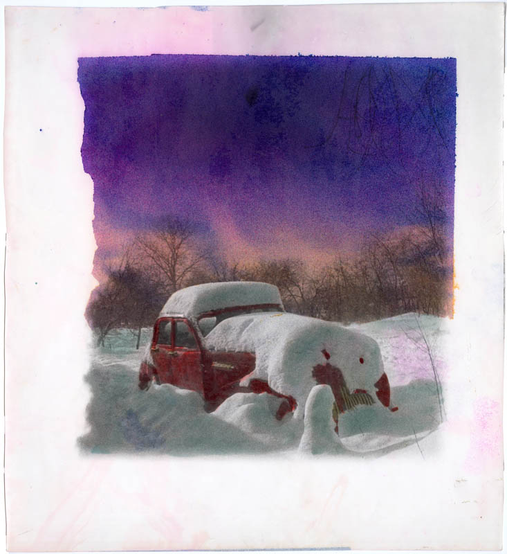 Retro-car covered with snow Retro-car covered with snow